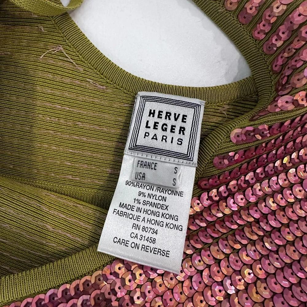 Herve Leger Olive and Maroon Midi  Dress- two pieces - limited edition- RARE - Picture 5 of 5